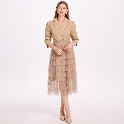 Mesh Cake Skirt Two Piece Dress