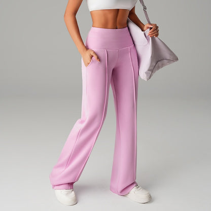 High Waisted Wide Leg Sports Trousers