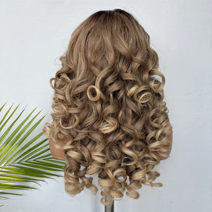 Golden Curly Lace Front Synthetic Wig 24 Inch