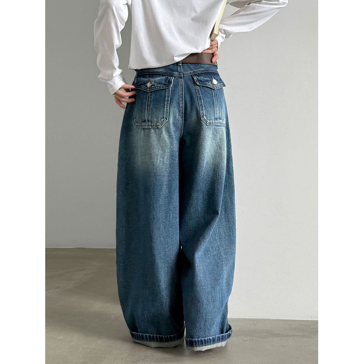 Vintage High Waist Wide Leg Denim Pants