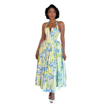 Floral Print Halter Neck Dress