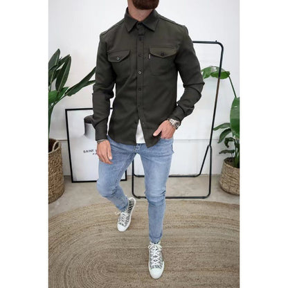 Men's Casual Long Sleeve Slim Fit Cotton Shirt