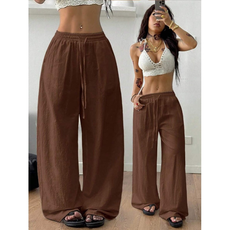 Womens Wide Leg Cotton Linen Pants