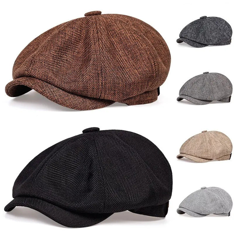 Linen Adjustable Beret Hat Vintage Style