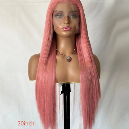 Front lace pink long straight hair