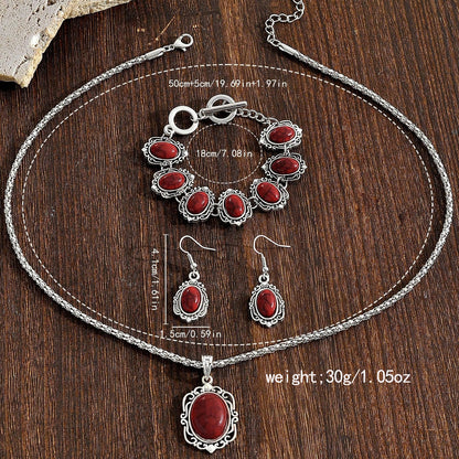 Boheemse stijl sieradenset: oorbellen ketting en armband