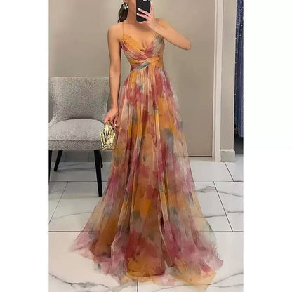 Floral Print Strappy Maxi Dress