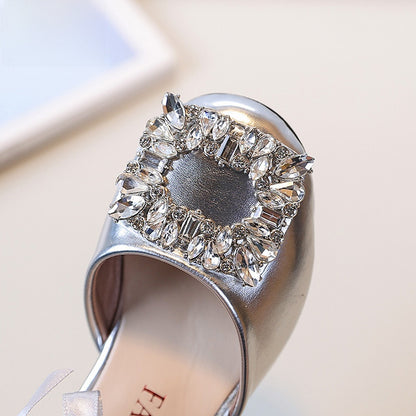 Girls Rhinestone High-Heel Princess Sandals