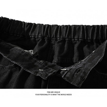 Black and gray stretchy flared jeans for men