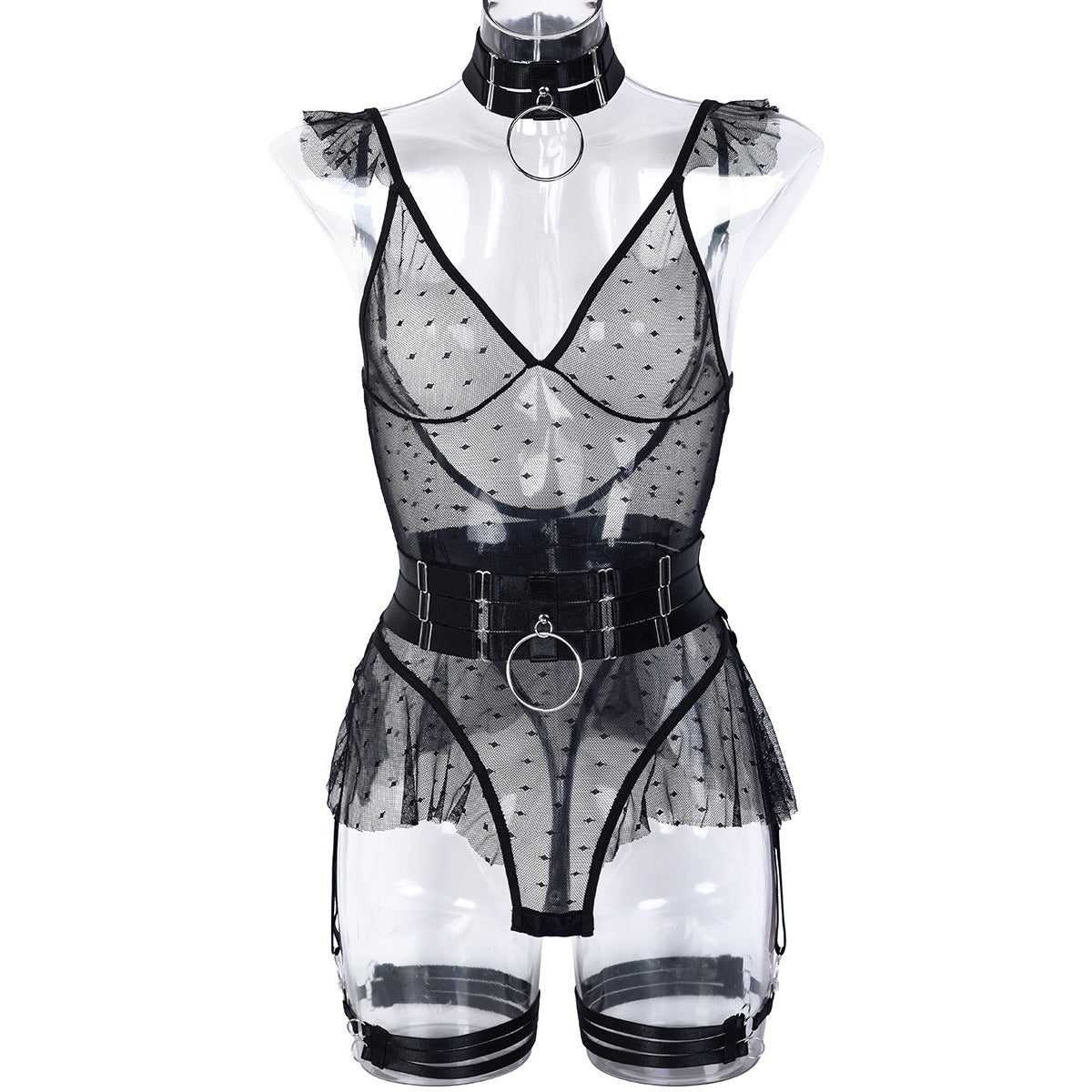 Mesh See Through Body Shaping Jumpsuit