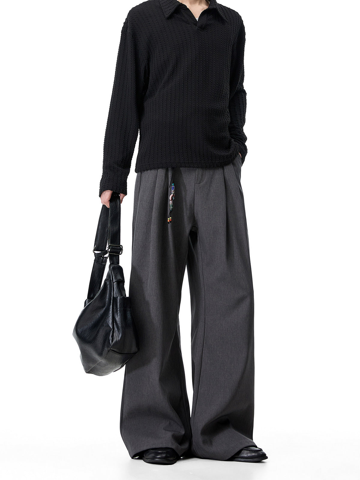 Mens Double Pleated Casual Trousers