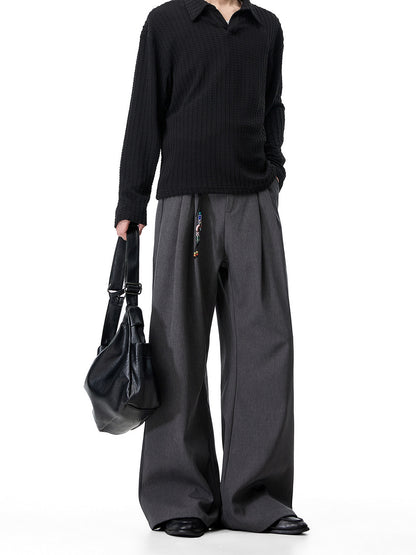 Mens Double Pleated Casual Trousers