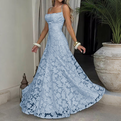 Elegant Suspender High Waist Long Dress