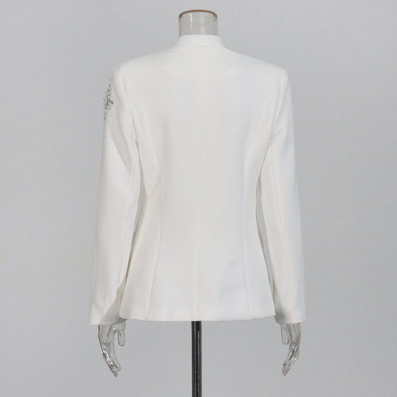 V-Neck Rhinestone Blazer for Women