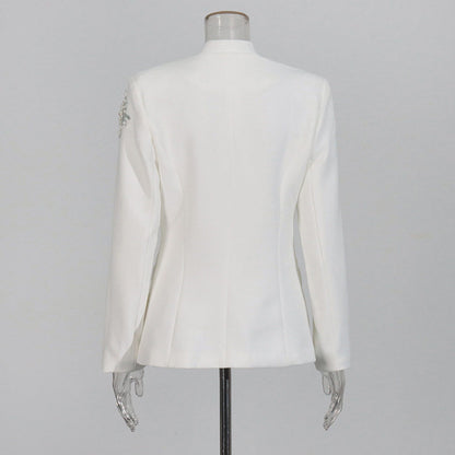 V-Neck Rhinestone Blazer for Women