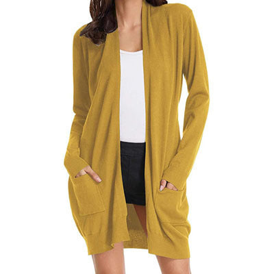 Dames open vest met lange mouwen en zakken