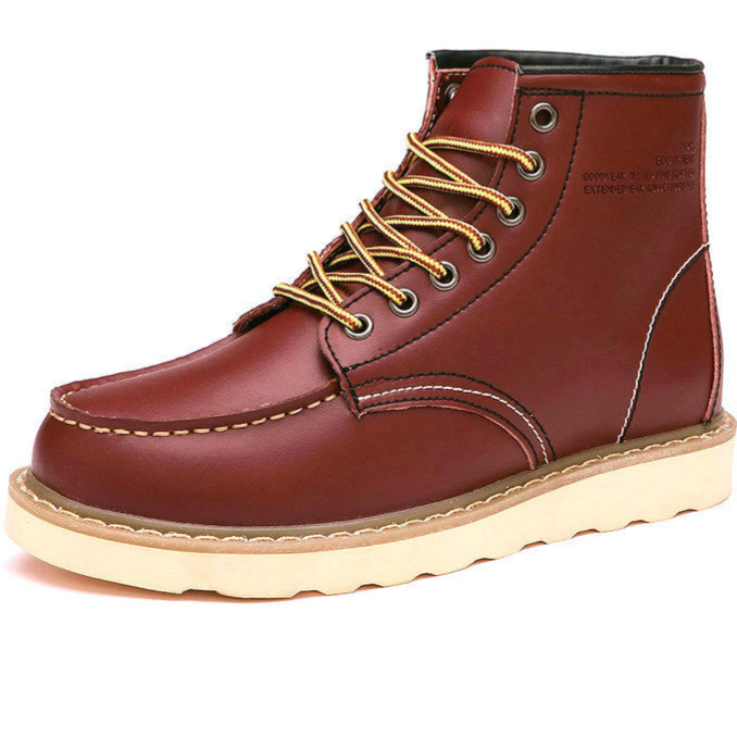 Men's Genuine Leather High-Top Casual Lace-Up Martin Boots