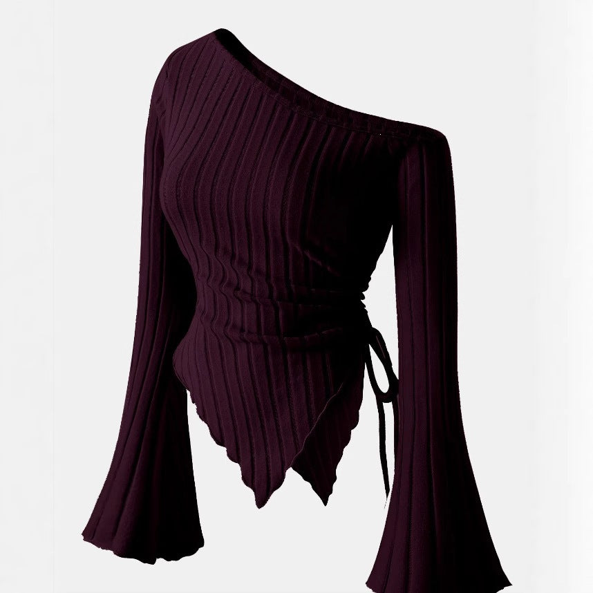 Women's Off-Shoulder Bell Sleeve Knit Top