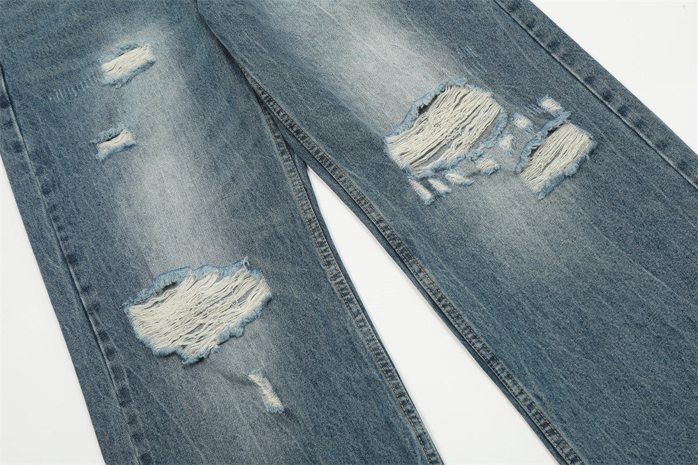 Gewassen en gerafelde jeans voor heren van het merk Street Tide