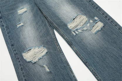 Gewassen en gerafelde jeans voor heren van het merk Street Tide