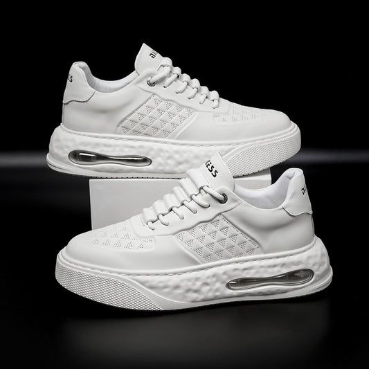 Mens Breathable Cowhide Casual Sneakers