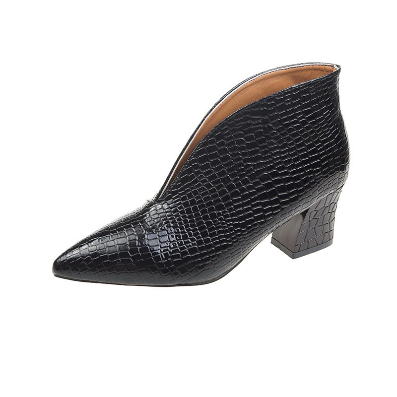 Women's Pointed Toe Patent Leather Short Boots