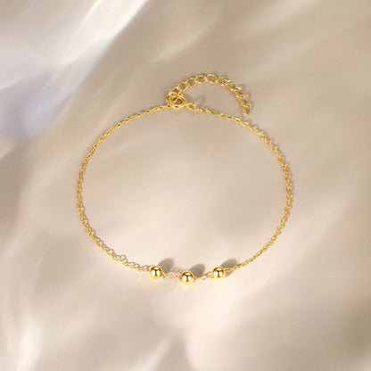 Adjustable S925 Sterling Silver Bead Necklace Bracelet Set
