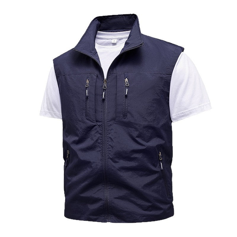 Multi-pocket geborduurd vest