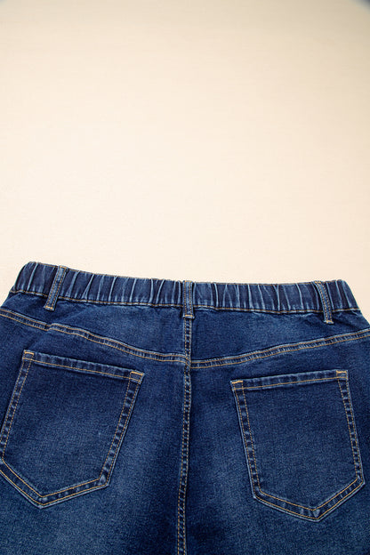 Jeans met acid wash-effect en vetersluiting plus size