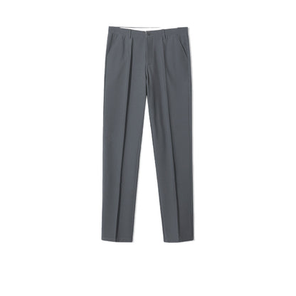 Men's Casual Slim-Fit Cropped Suit Pants with a Straight Cut and Drape Effect
