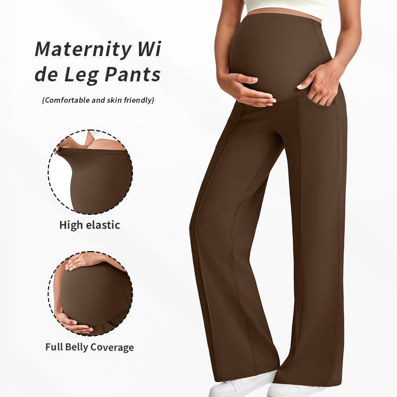 Maternity Pants High Waist Wide Leg