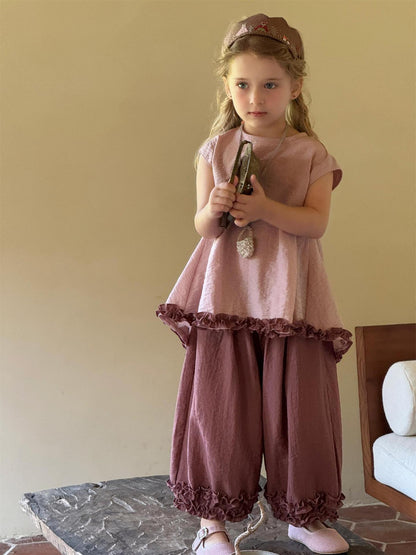 2-Delige meisjes set met contrast en ruches