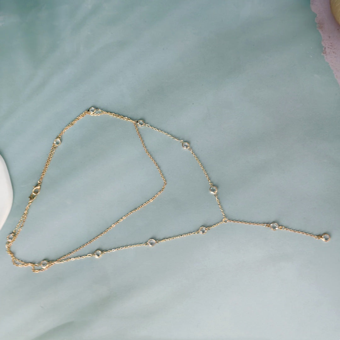 Y-Shaped Rhinestone Pendant Necklace