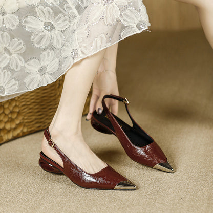 Chunky Heel High Heels for Women, Low-heeled backless sandals