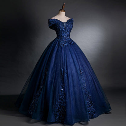 Elegant One-Shoulder Evening Dress with Puffy Skirt