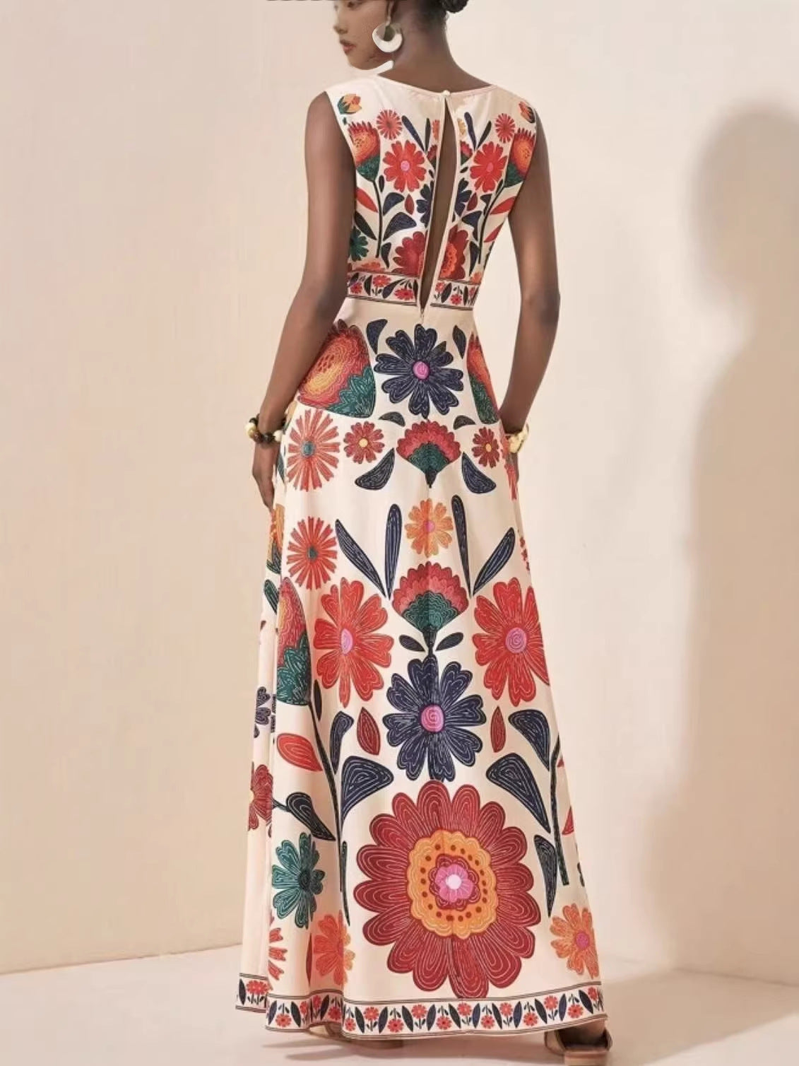 Printed Bohemian Sleeveless Long Dress