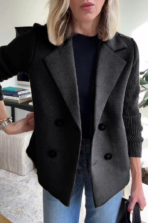 Women's Elegant Wool Stitching Coat
