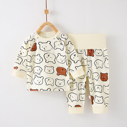 Childrens Cotton Pajama Set Long Sleeve Two-Piece