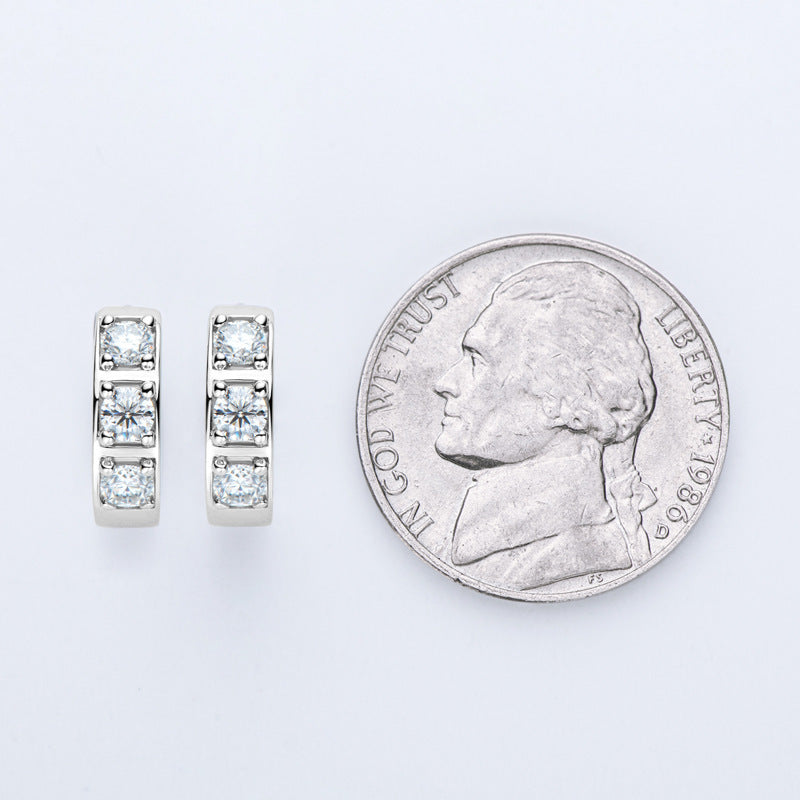 Moissanite Oorbel Oorbel S925 Sterling Zilver Zwart En Wit