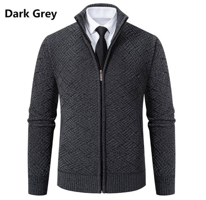 Mens Fleece Lined Knit Cardigan