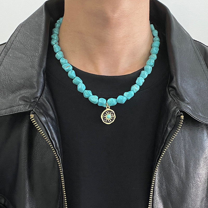 Retro Sunflower Turquoise Resin Necklace