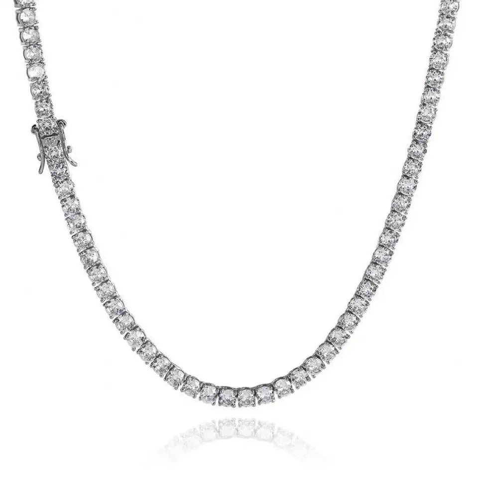 S925 Zilveren Moissanite Enkelrijige Tennisketting Unisex
