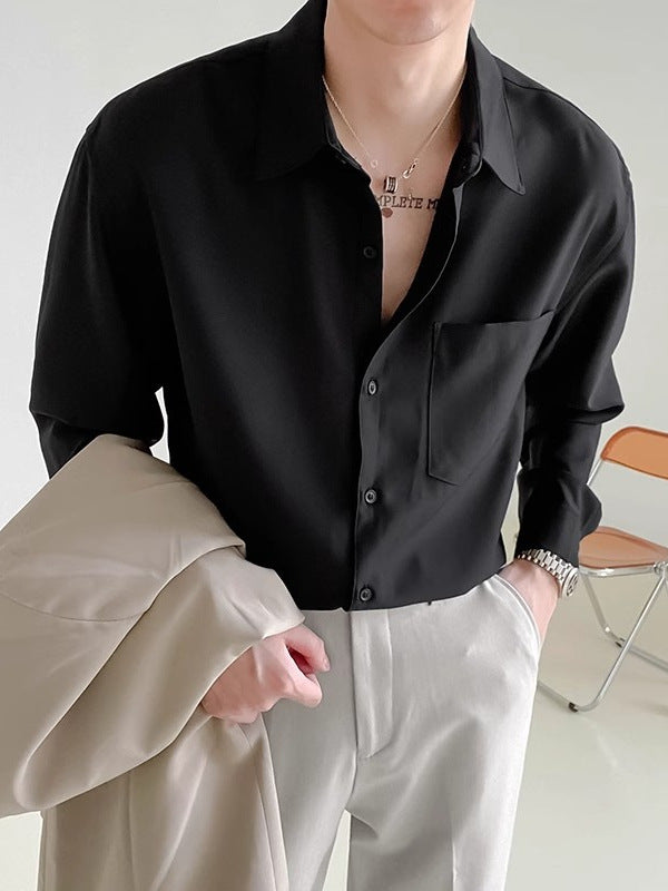 Men's loose-fitting long-sleeved shirt