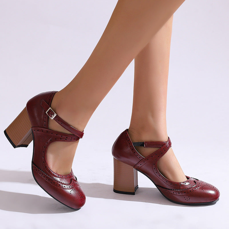 Cross Buckle Burned Shoes