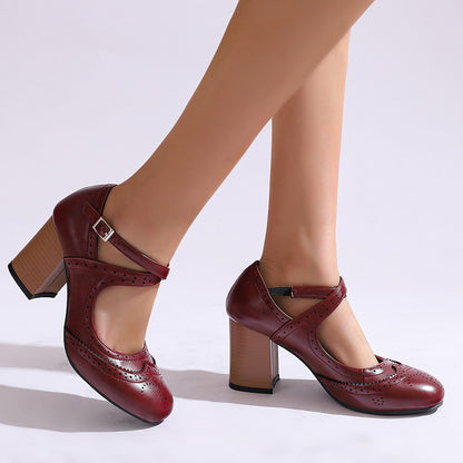 Cross Buckle Burned Shoes