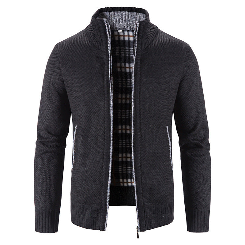 Mens Knitted Stand Collar Cardigan