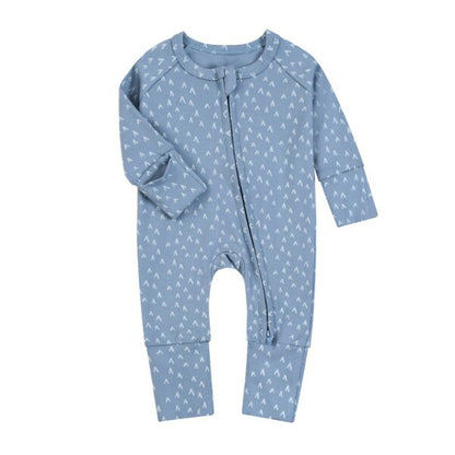 Baby Double Zipper Romper with Convertible Hand Foot Covers