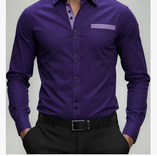 Bedrukt slim-fit  herenoverhemd met lange mouwen elegante model