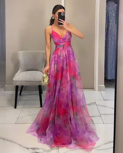 Floral Print Strappy Maxi Dress