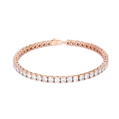 S925 Silver Rose Gold Plated Moissanite Classic Four-Claw Tennis Chain Bracelet